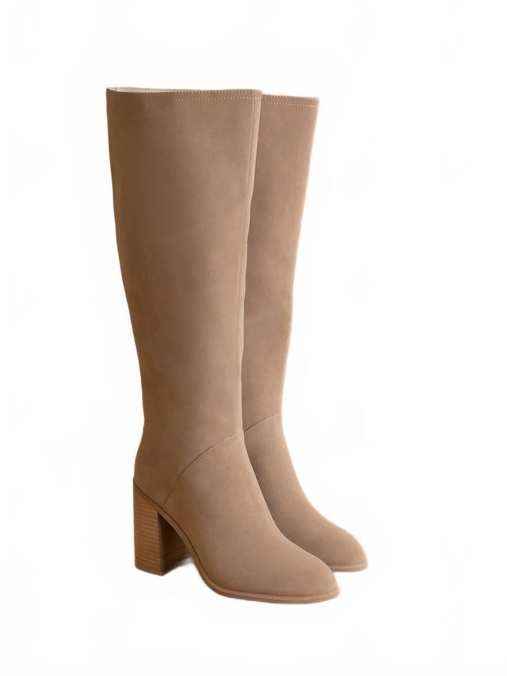 NEW OASIS SOCIETY women's shiloh knee high block heel boot in cedar wood